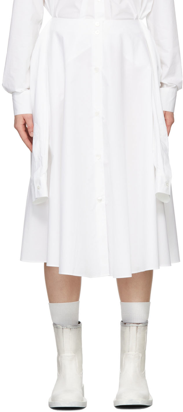 MM6 Maison Margiela White Cotton Shirt Skirt