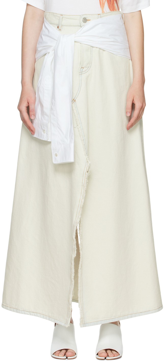 MM6 Maison Margiela Off-White Denim Maxi Skirt