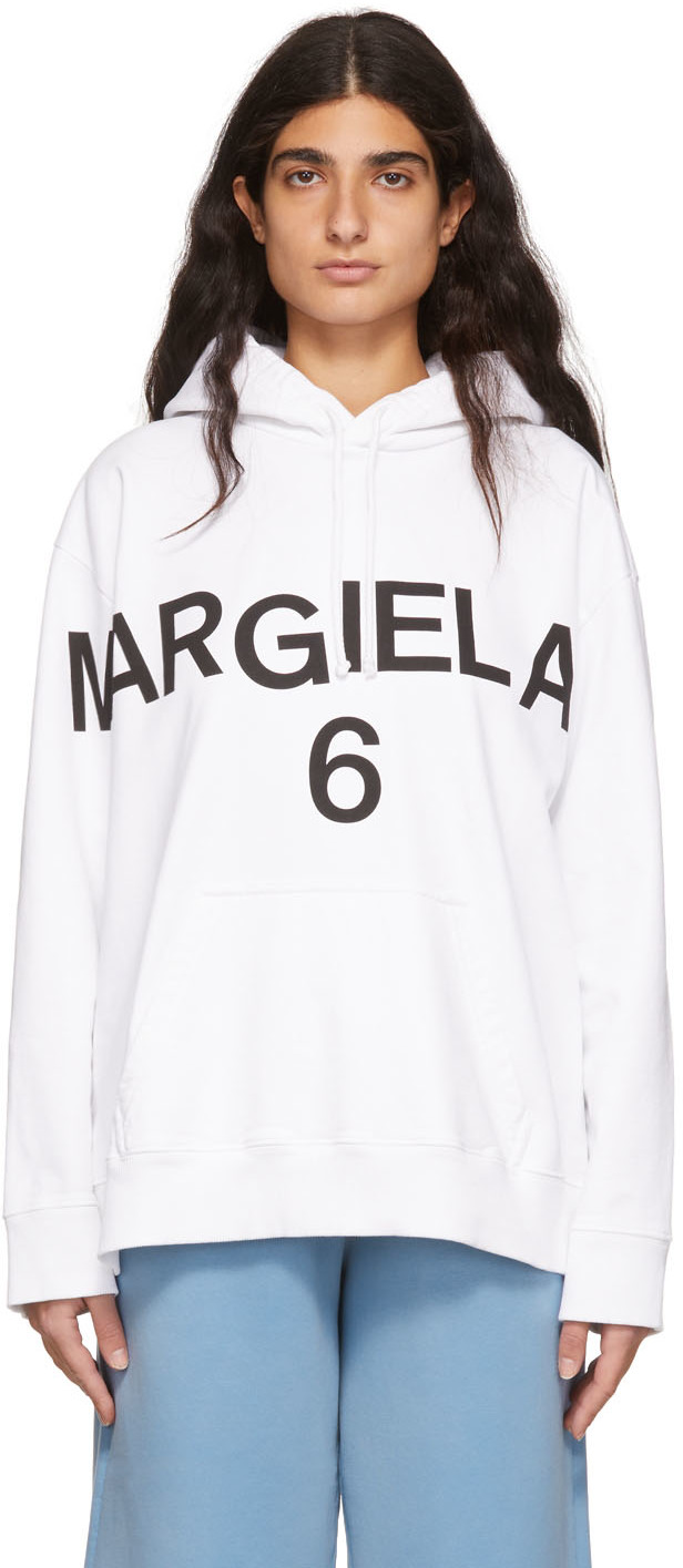 MM6 Maison Margiela: White Cotton Hoodie | SSENSE