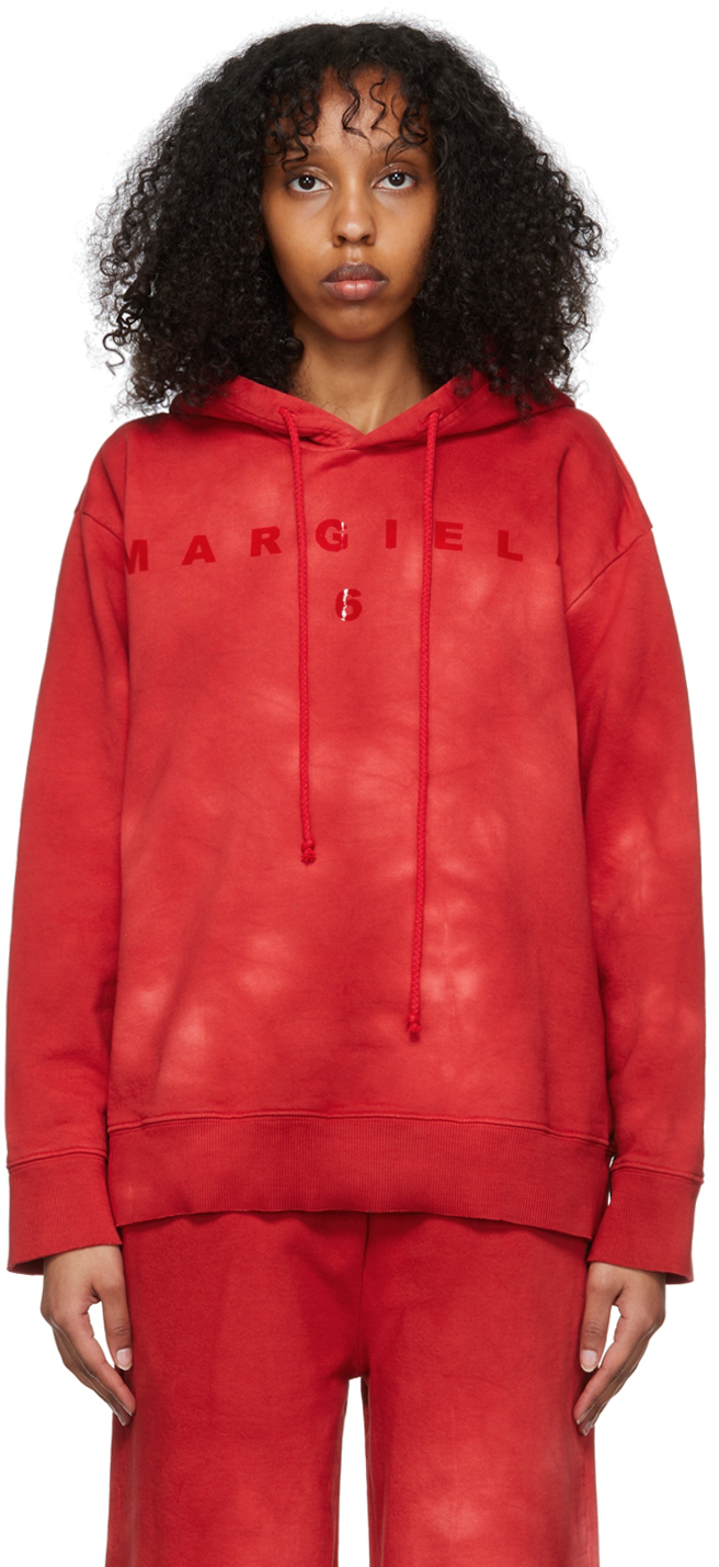 MM6 Maison Margiela Red Cotton Hoodie