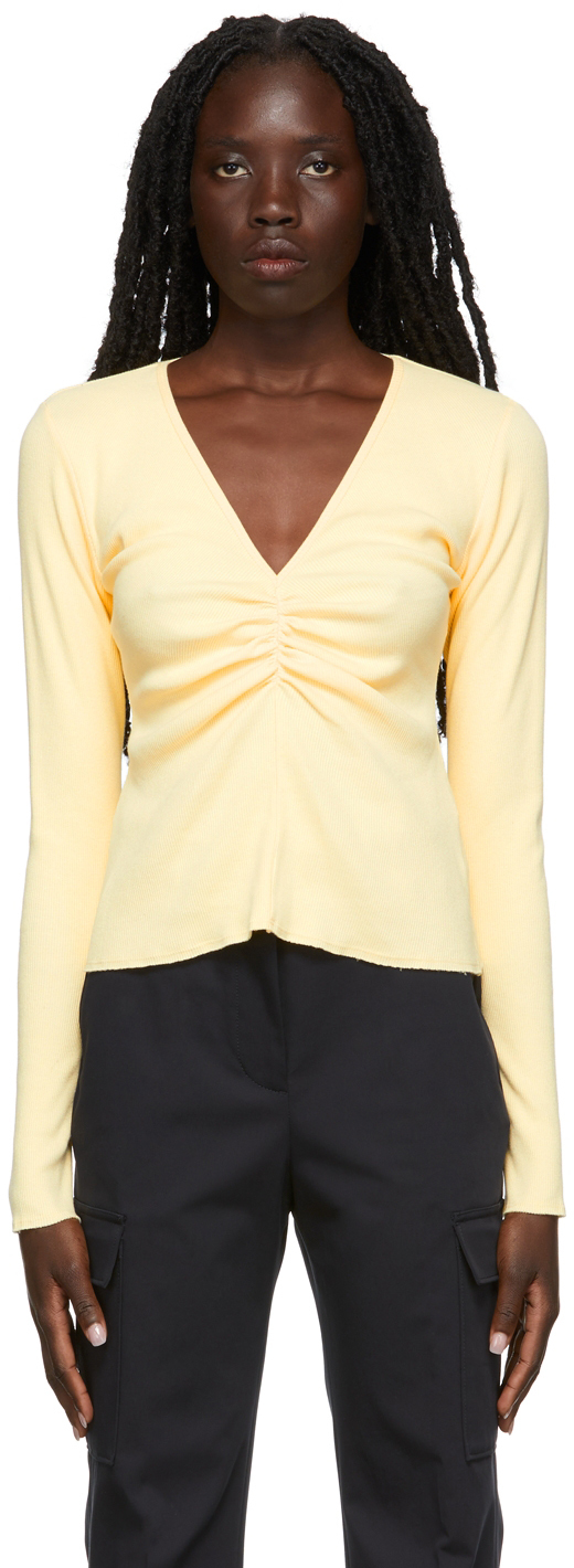 Yellow Ribbed Long Sleeve T-Shirt by 
