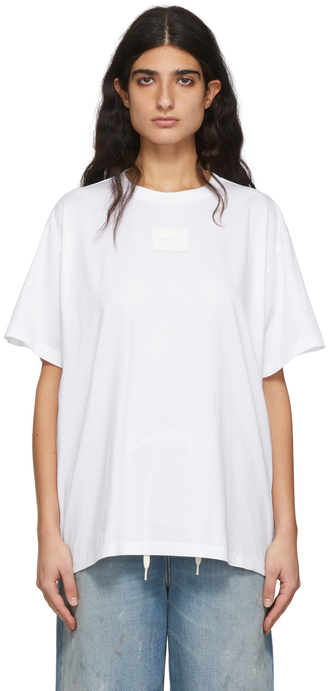 Womens Clothing Tops T-shirts MM6 by Maison Martin Margiela Cotton Maison Margiela Logo T-shirt in White 