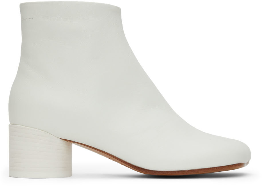 White Anatomic Ankle Boots by MM6 Maison Margiela on Sale