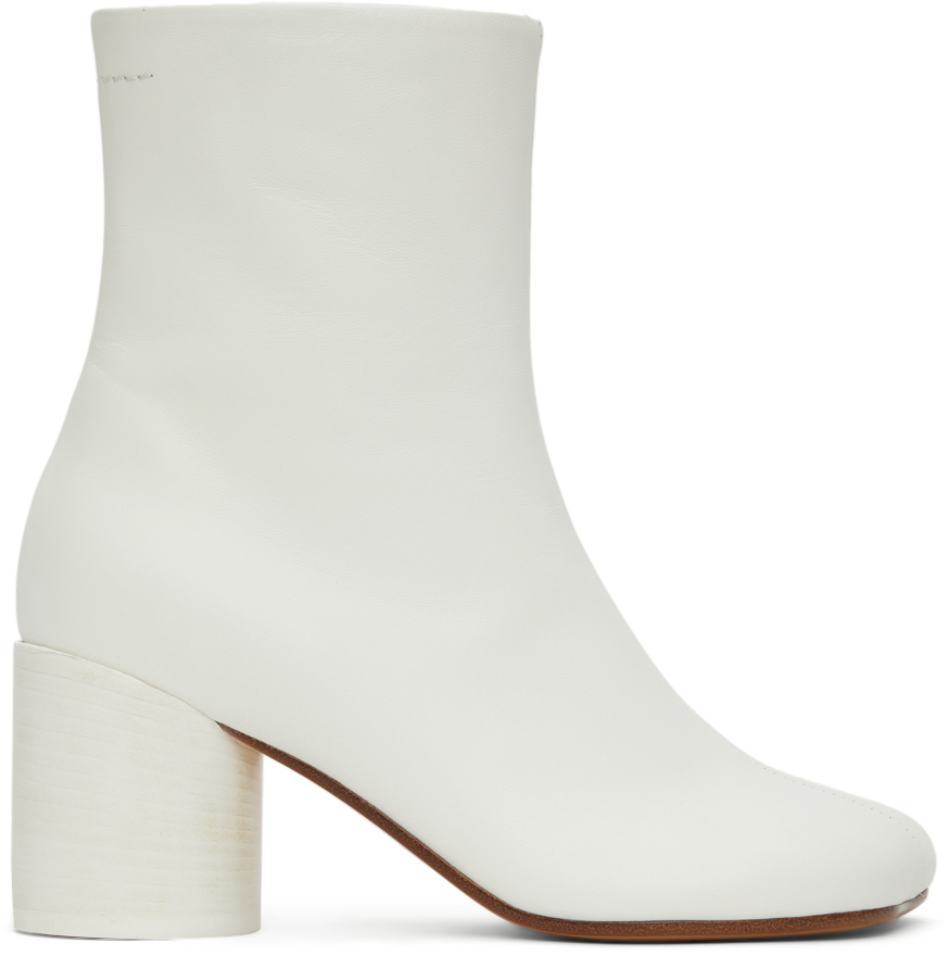 White Anatomic Ankle Boots by MM6 Maison Margiela on Sale