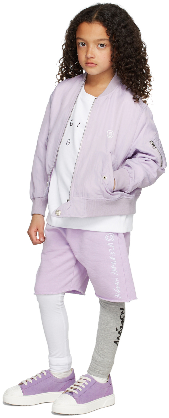 Mm6 Maison Margiela Kids Purple Crinkled Nylon Bomber Jacket In M6601 Lillac
