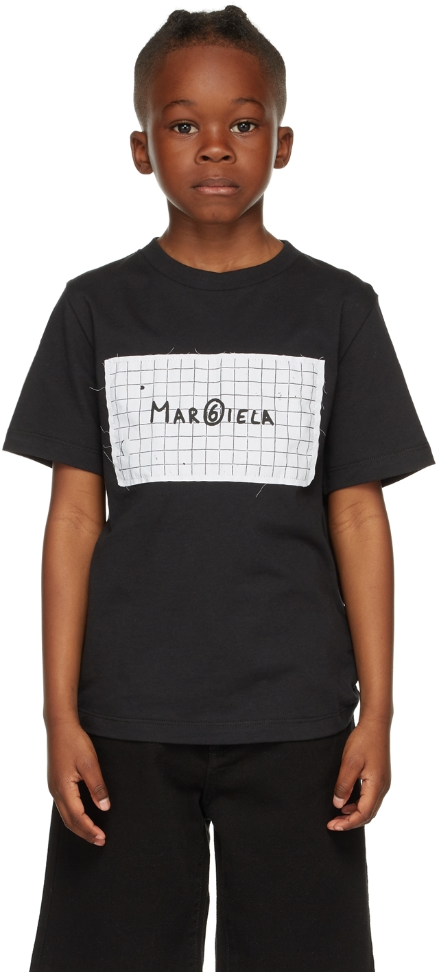 MM6 Maison Margiela キッズ｜ブラック グラフィックロゴ Tシャツ ...