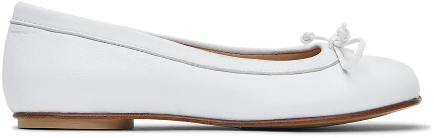 Mm6 Maison Margiela Kids White Leather Flats In 1 White