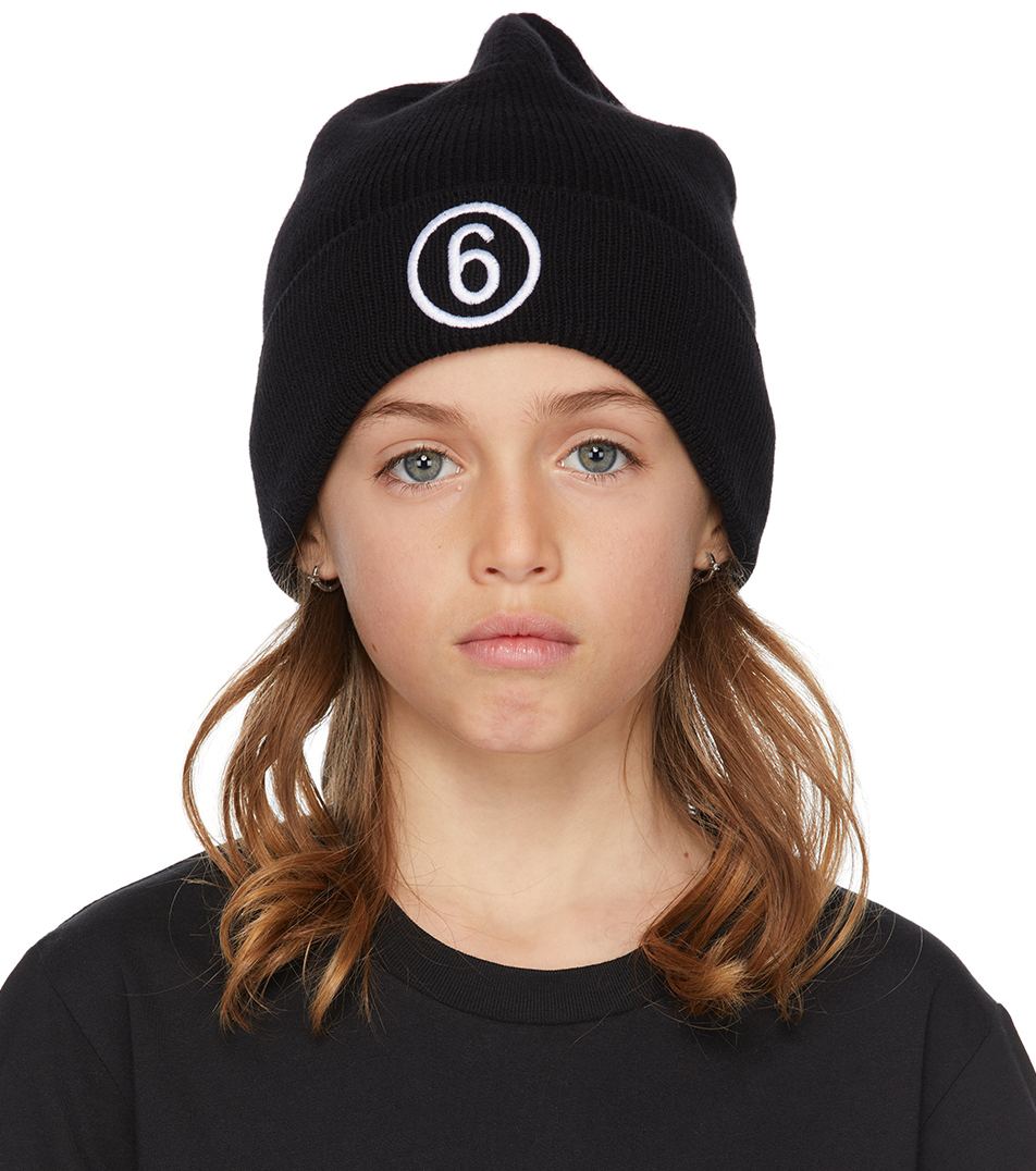 Kids Black Logo Beanie by MM6 Maison Margiela | SSENSE Canada