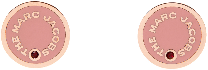 Marc Jacobs Rose Gold & Pink 'The Medallion' Stud Earrings