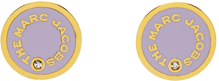 Marc Jacobs Gold & Purple 'The Medallion' Stud Earrings