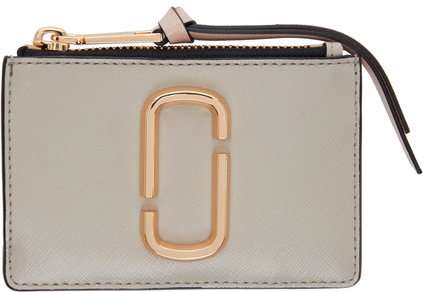 Marc Jacobs Off-White & Pink 'The Snapshot' Top-Zip Card Holder
