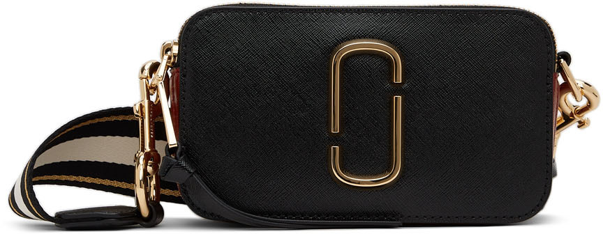 Marc Jacobs The Snapshot Camera Bag Black/Burgundy/White/Gold in Leather  with Gold-tone - US