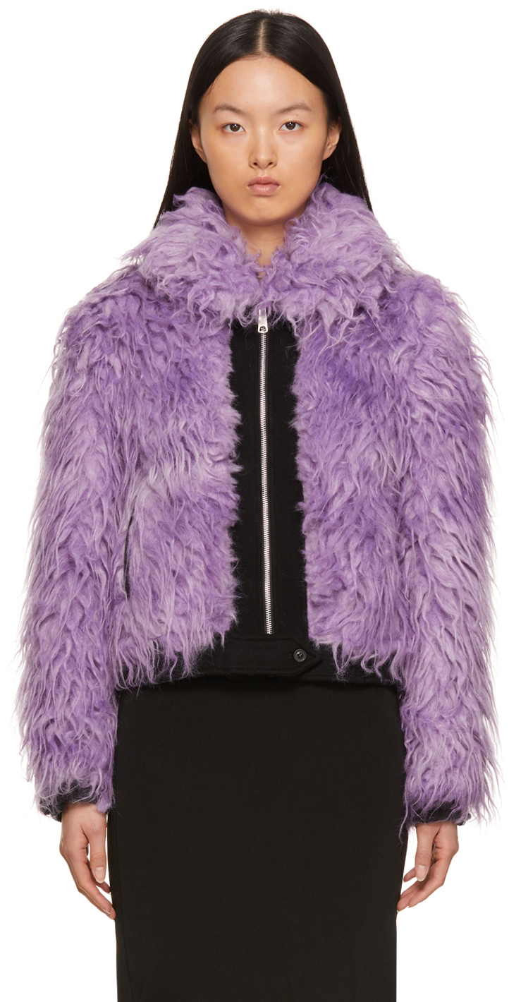 Marc Jacobs Purple 'The Shrunken Faux Fur Coat' Coat