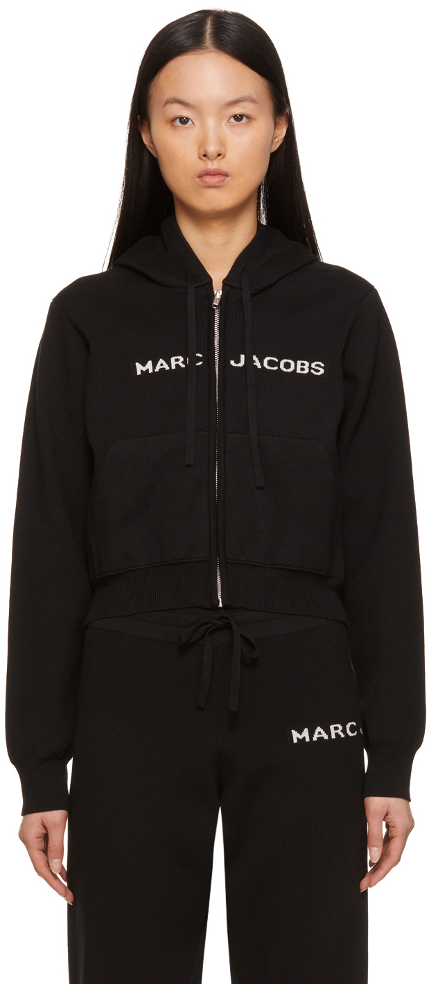 Marc Jacobs Black 'The Cropped Zip Hoodie' Hoodie