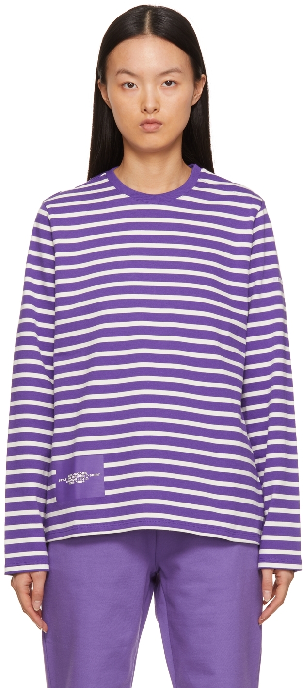 Marc Jacobs Purple & White 'The Striped T-Shirt' T-Shirt