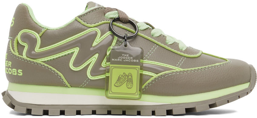 Marc Jacobs Taupe & Green 'The Fluo Jogger' Sneakers