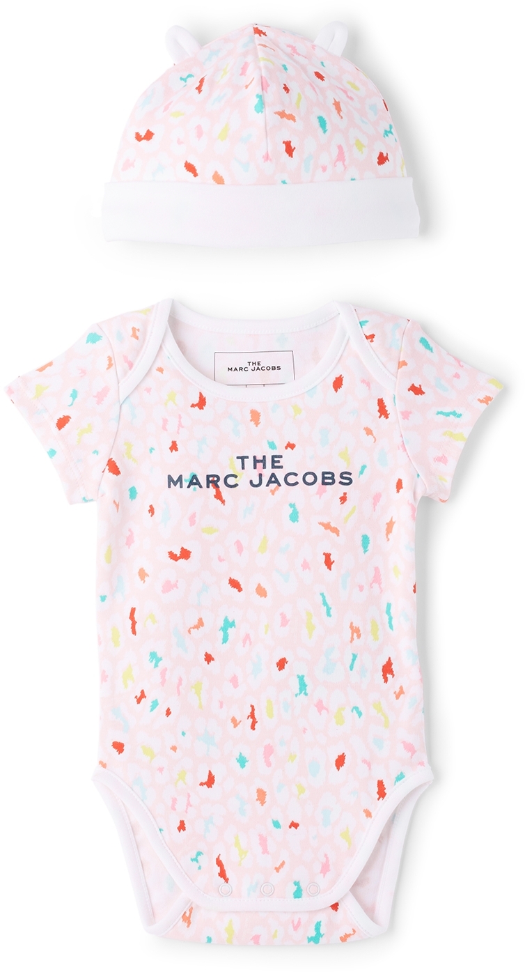 Marc Jacobs Baby Pink Leopard Bodysuit & Beanie Set