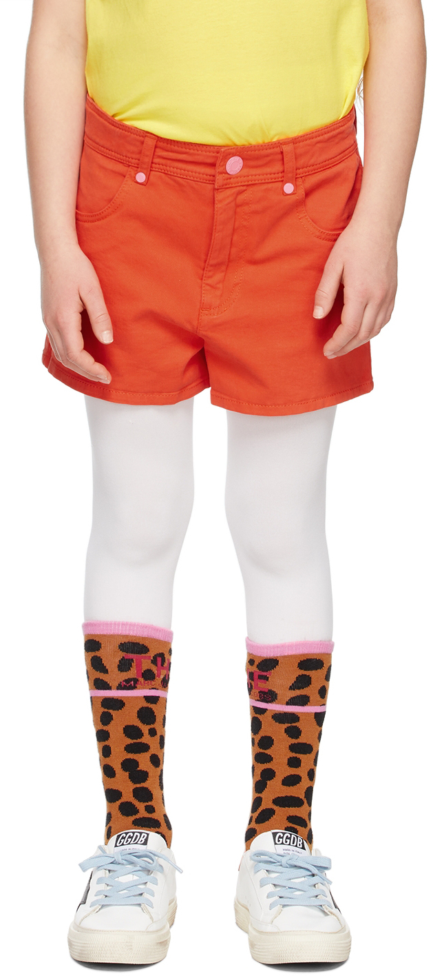 Marc Jacobs Kids Orange Hearts Shorts In 407 Bright Orange