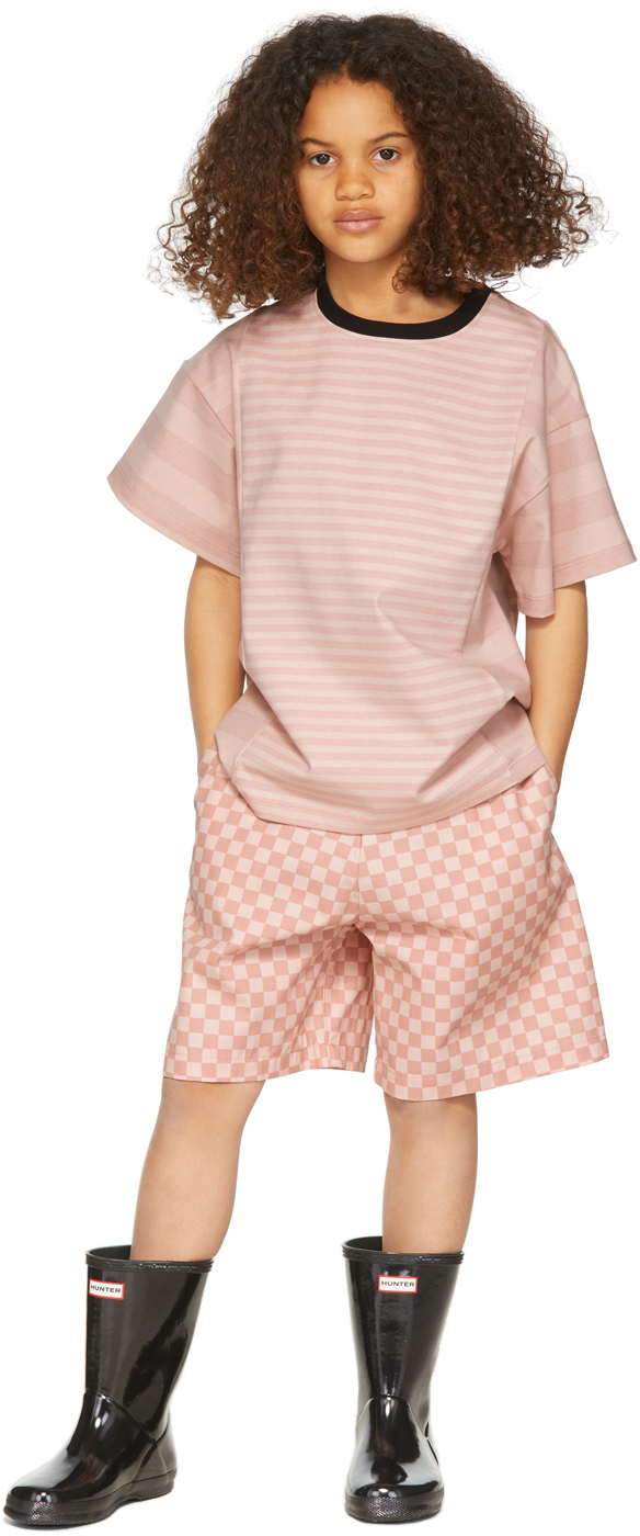 Même. Ssense Exclusive Kids Pink Check Block Shorts In Blush