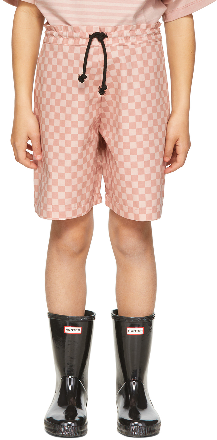 Même. Ssense Exclusive Kids Pink Check Block Shorts In Blush