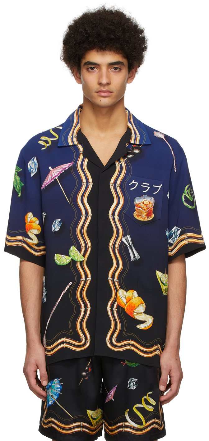 Navy Viscose Shirt by Casablanca on Sale