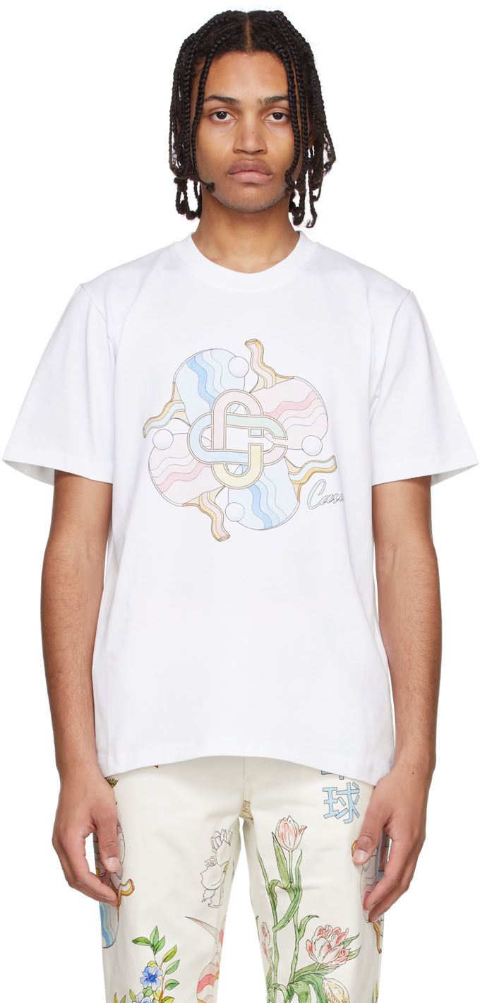 Casablanca: White Organic Cotton T-Shirt | SSENSE Canada