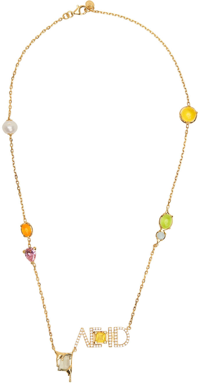Alan Crocetti Gold Encrusted Acid Necklace In Gold Vermeil