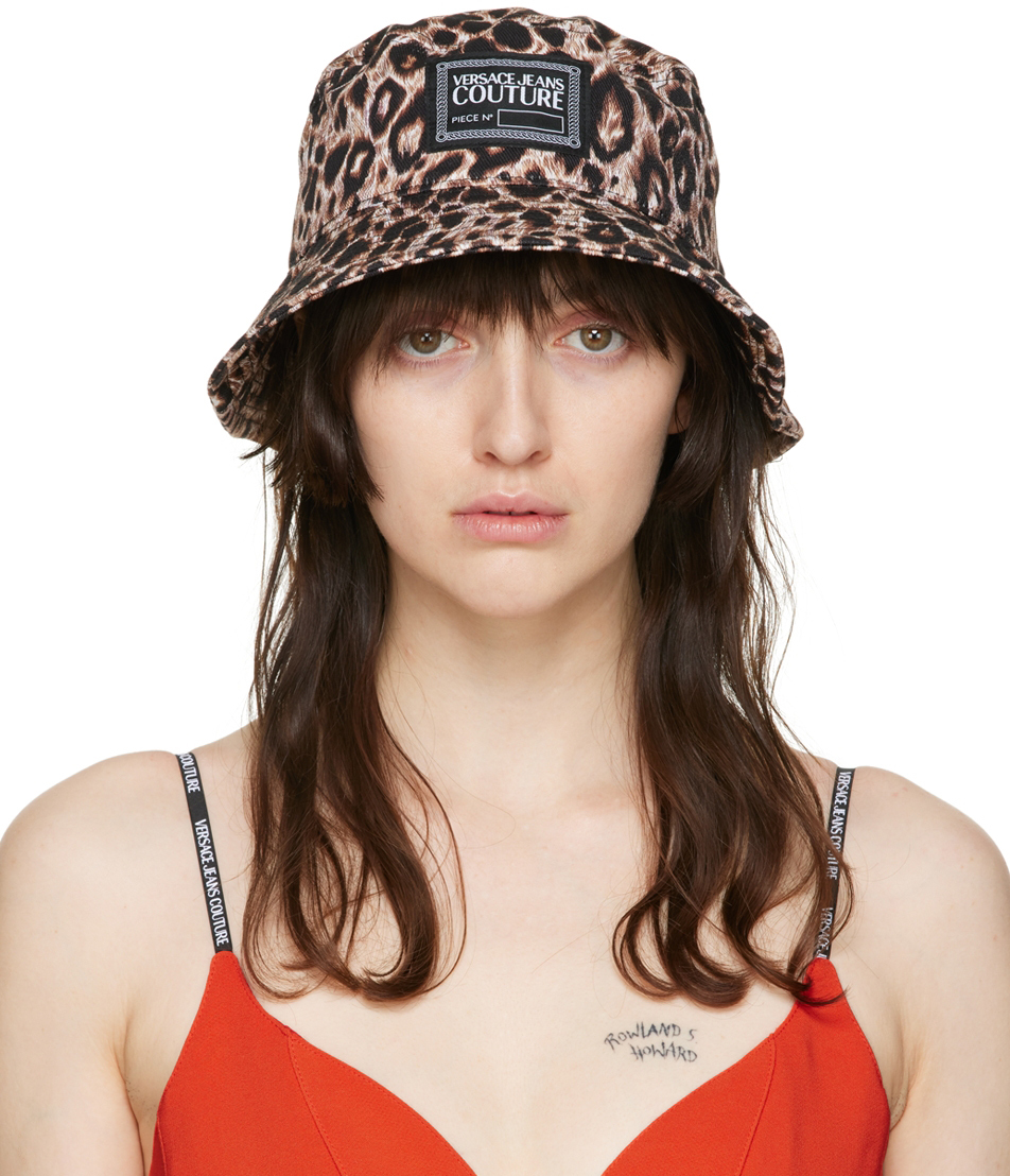 Versace Jeans Couture Black & Brown Printed Bucket Hat