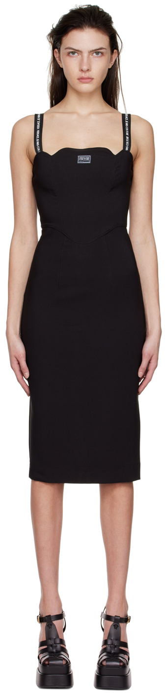 Versace Jeans Couture Black Polyester Midi Dress