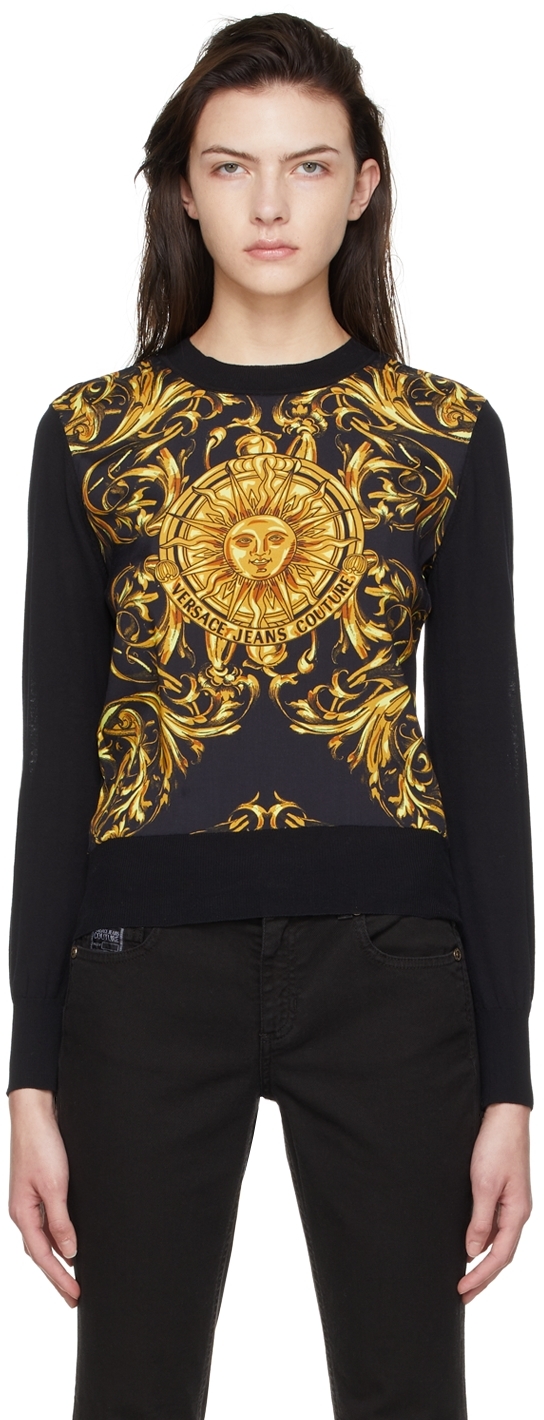 Versace Jeans Couture Black Garland Sun Regalia Baroque Sweater