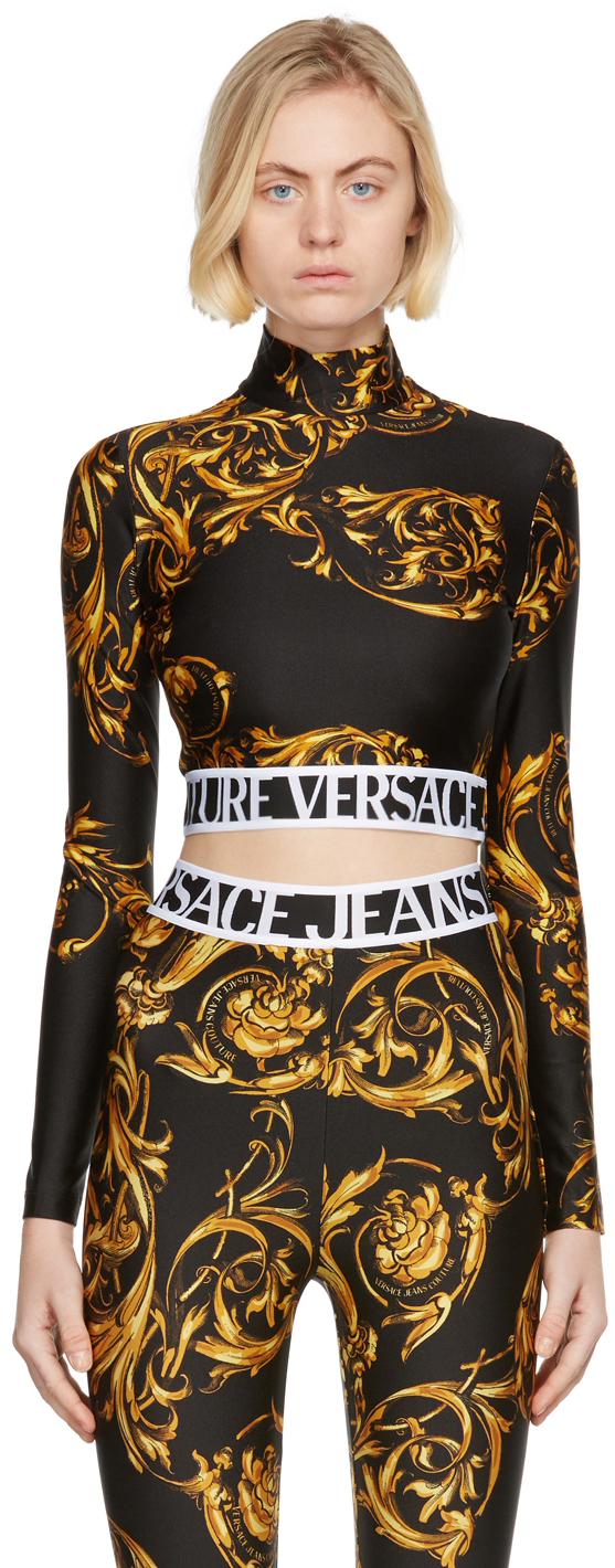 Shop Versace Jeans Couture Logo Hem Crop Top