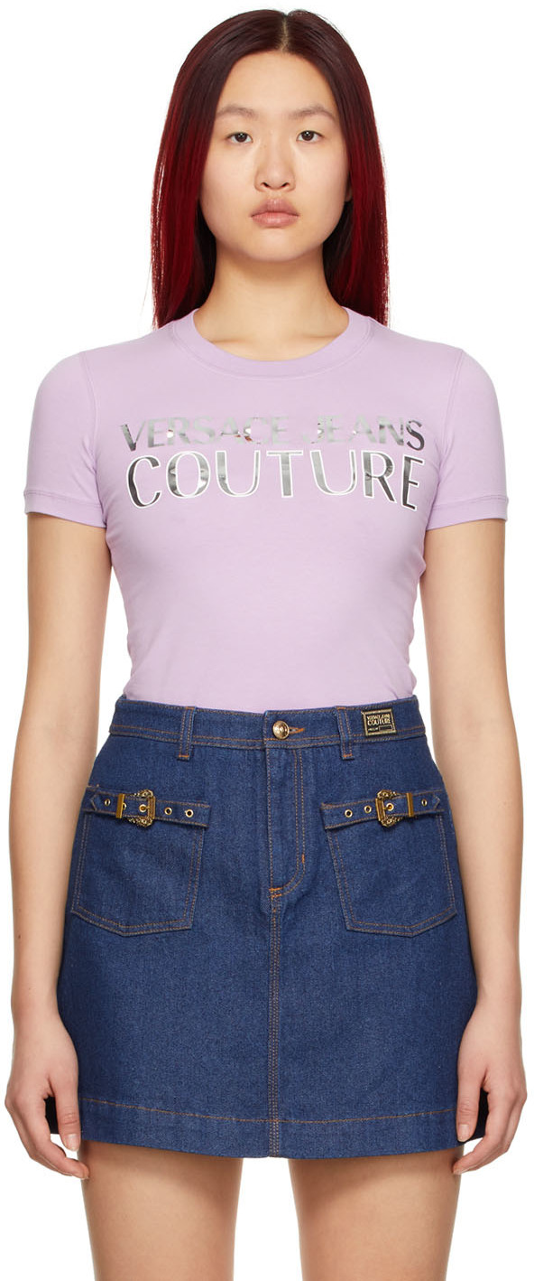 Versace Jeans Couture Purple Mirror Logo T-Shirt