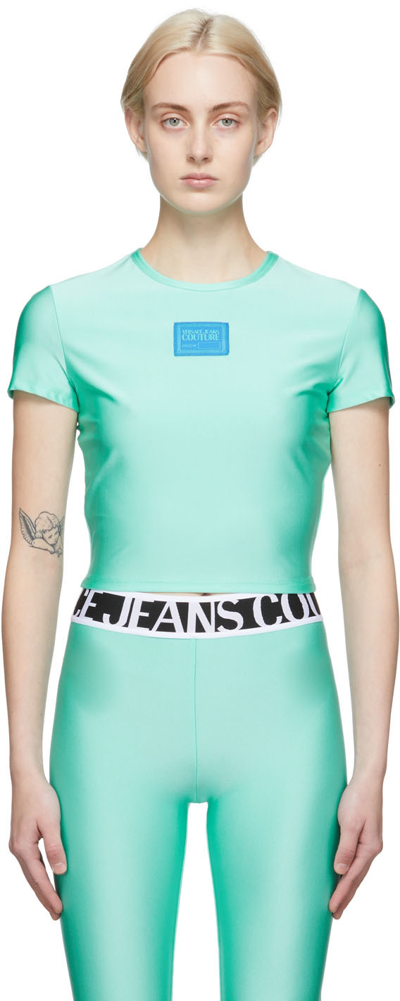 Versace Jeans Couture Green Cropped Logo T-Shirt
