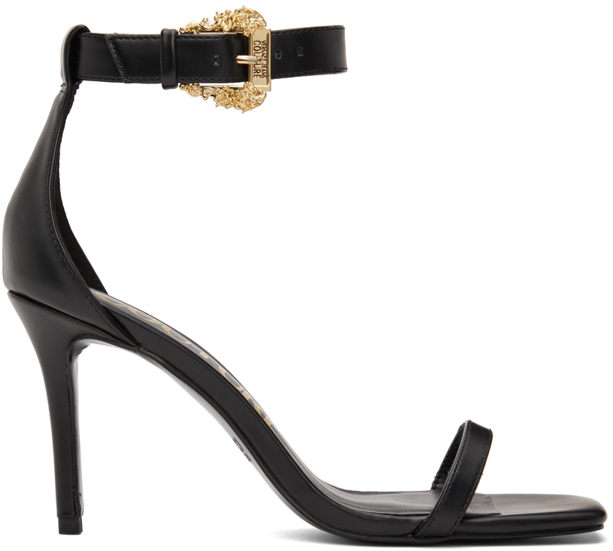 Versace Jeans Couture: Black Couture I Heeled Sandals | SSENSE