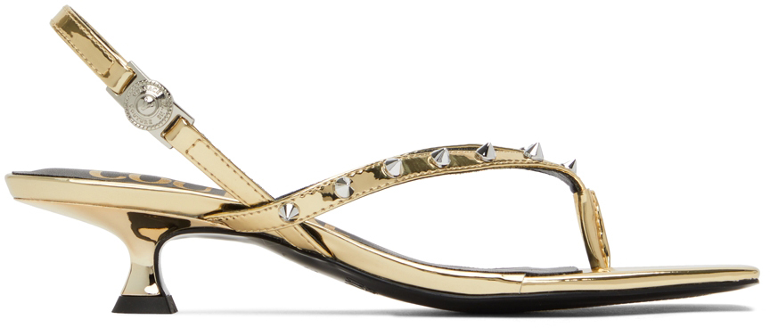 Versace Jeans Couture Gold Mirror Courtney Heeled Sandals