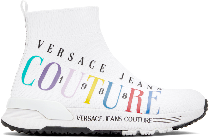 Versace Jeans Couture White Dynamic Logo Sneakers
