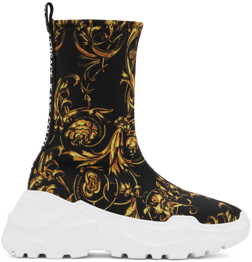 Versace Jeans Couture Black Barocco Speedtrack High-Top Sneakers