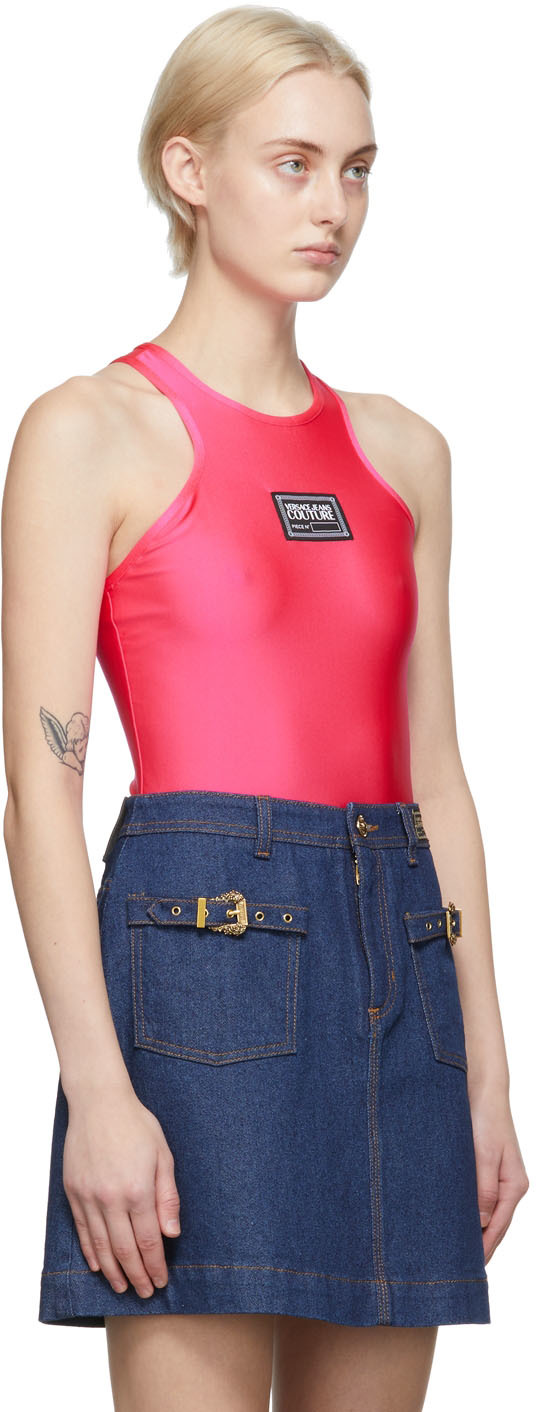 VERSACE JEANS COUTURE PINK LOGO BODYSUIT