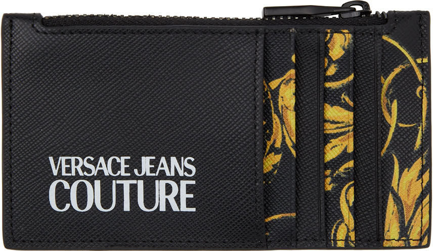Versace Jeans Couture: Black & Gold Regalia Baroque Wallet | SSENSE