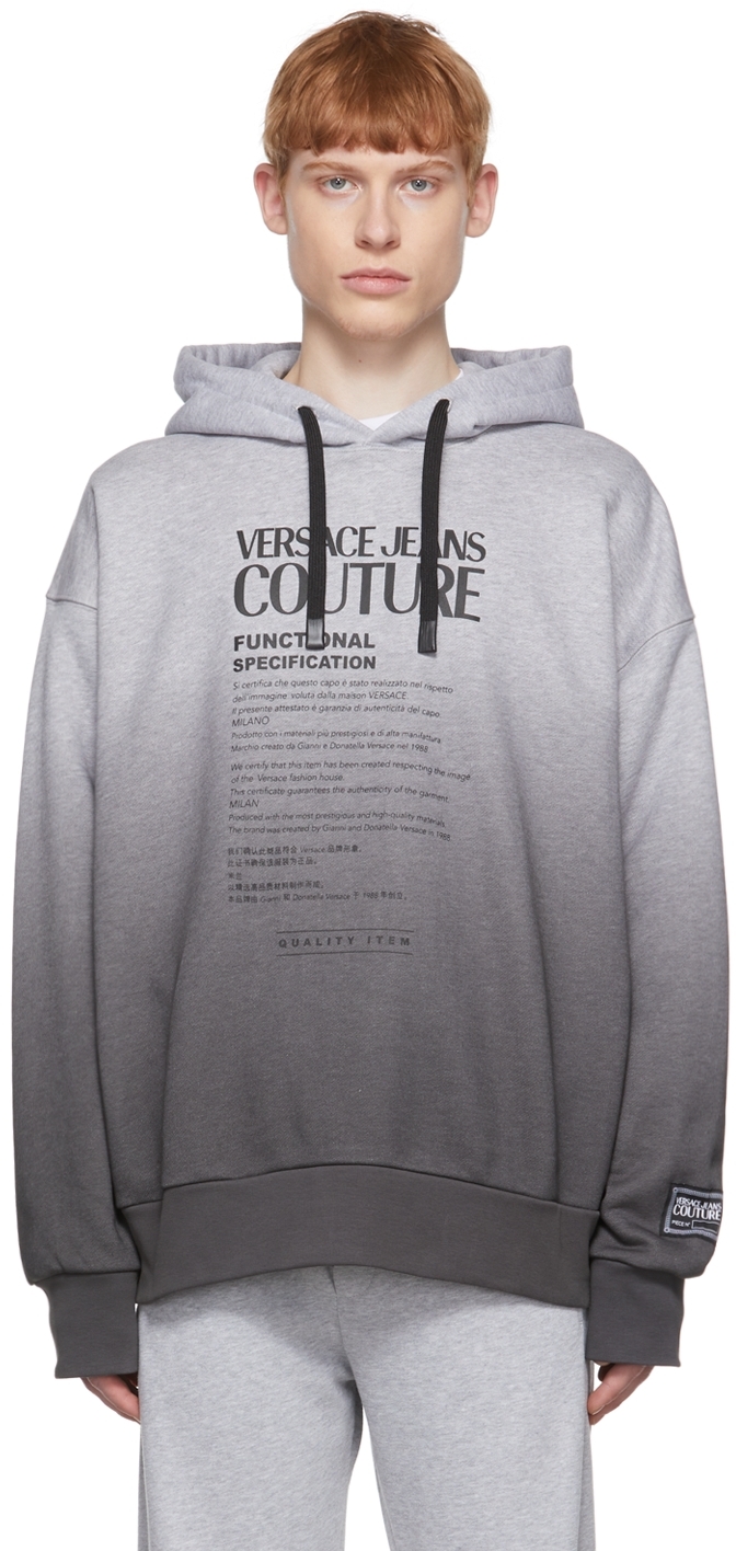 VERSACE JEANS COUTURE GRAY COTTON HOODIE