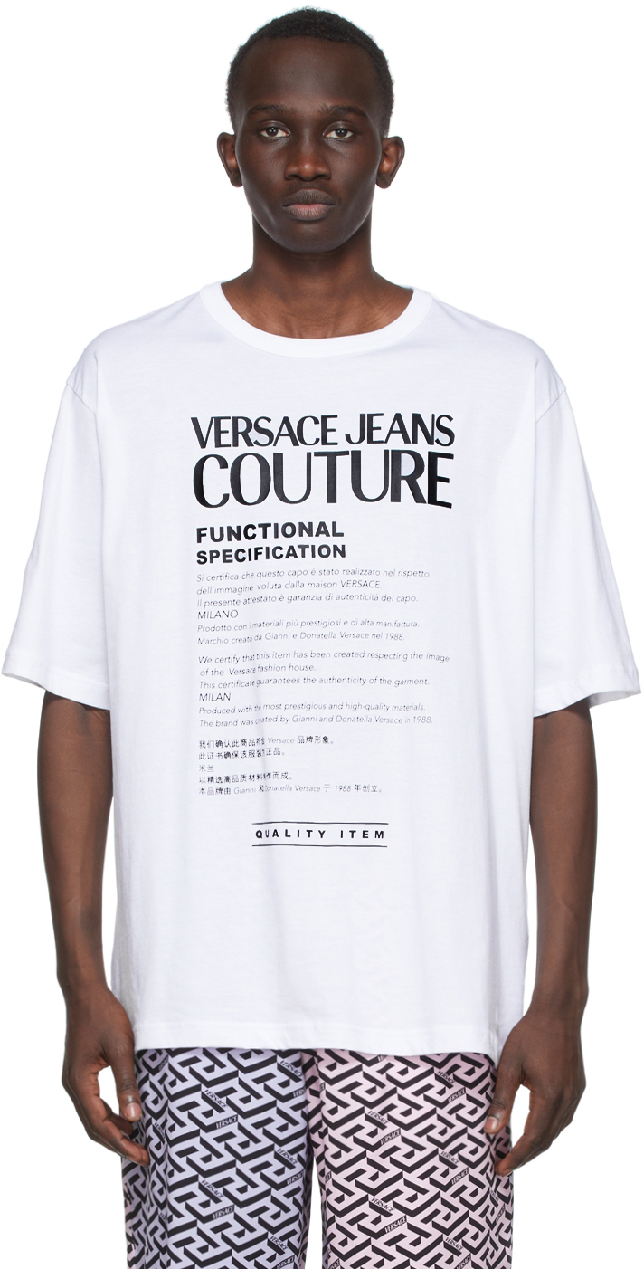 rol magnifiek Smeltend Versace Jeans Couture: White Logo T-Shirt | SSENSE