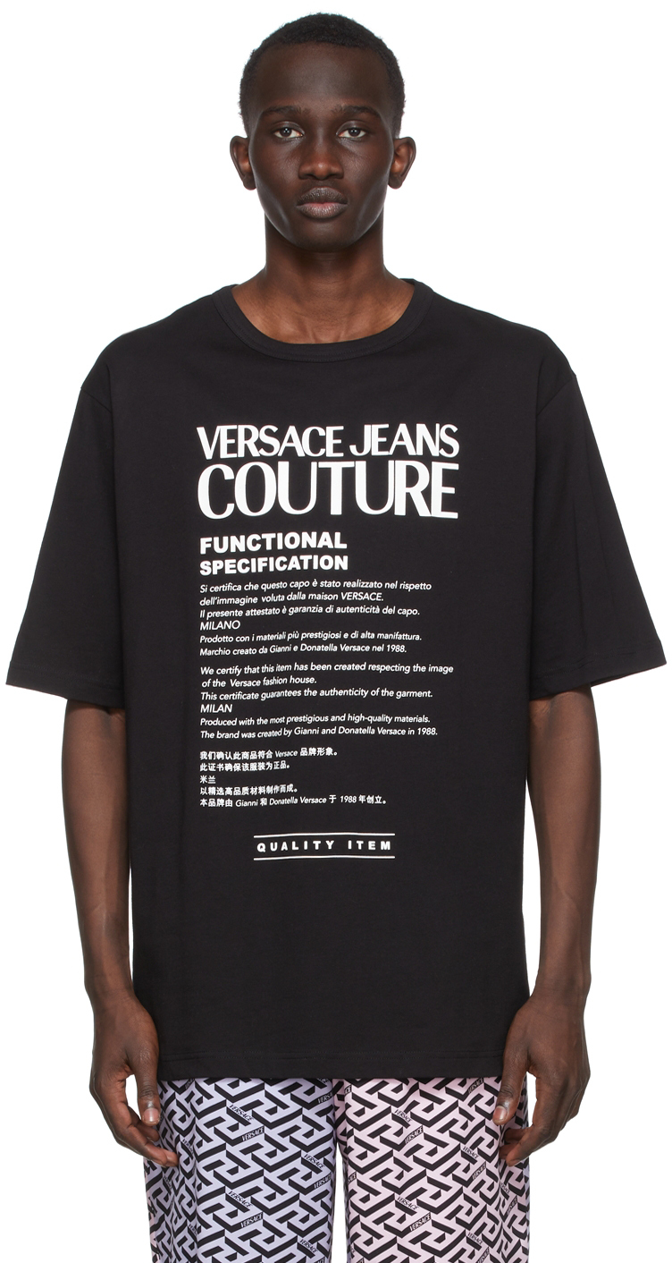 Voorbeeld de jouwe Bedenken Versace Jeans Couture: Black Logo T-Shirt | SSENSE