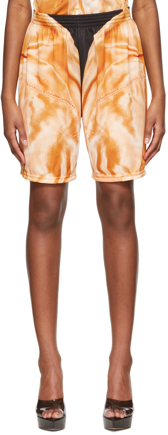 Orange Polyester Shorts
