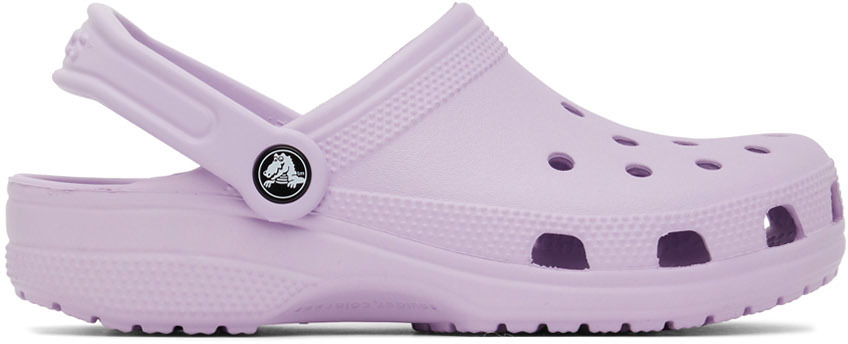 fuzzy crocs light purple