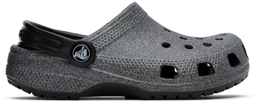 Crocs Kids Black Classic Glitter Clogs