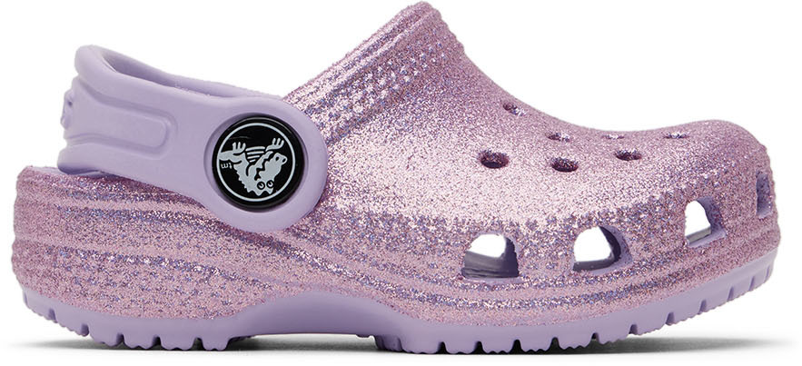 Crocs Baby Purple Classic Glitter Clogs - 206992-530