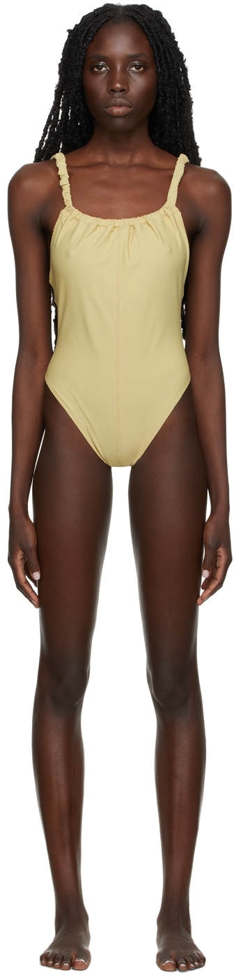 Diotima Yellow Matte Ruch One-Piece Swimsuits