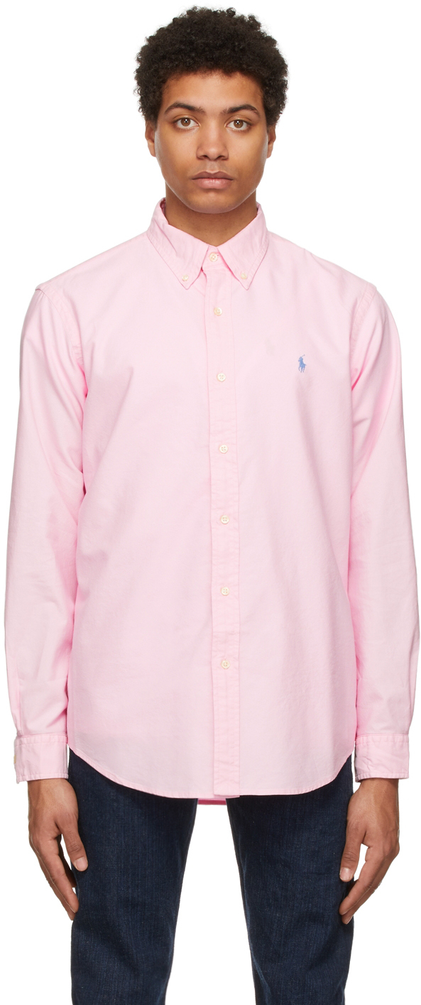 Polo Ralph Lauren: Pink Garment-Dyed Oxford Shirt | SSENSE Canada