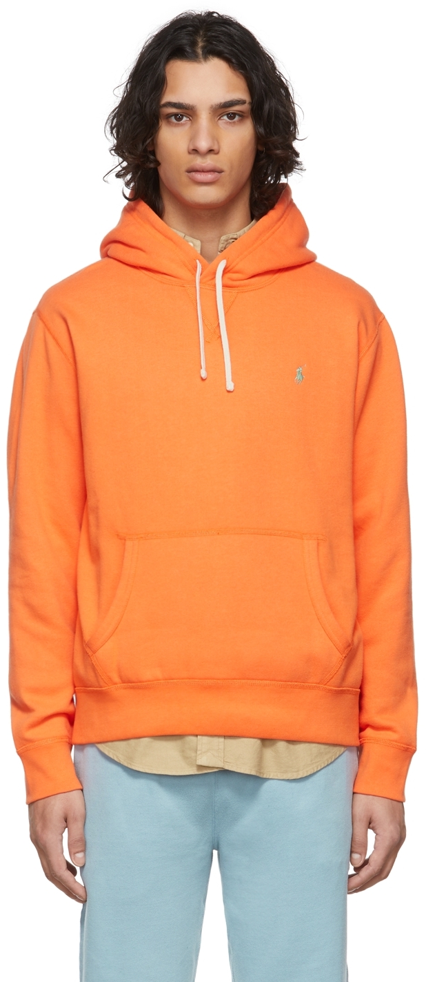 Polo Ralph Lauren: Orange RL Fleece Hoodie | SSENSE