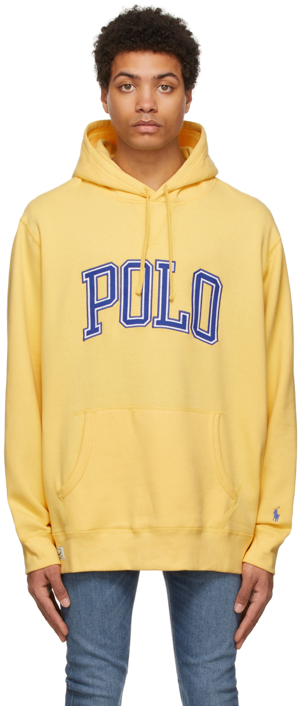 Polo Ralph Lauren: Yellow 'The RL' Logo Hoodie | SSENSE